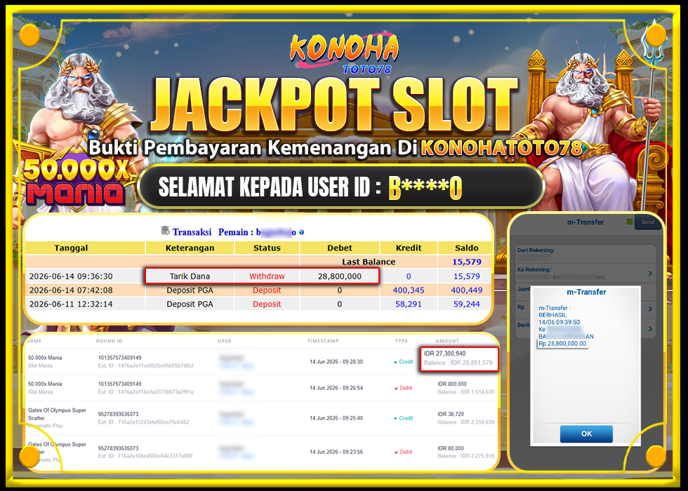 KONOHATOTO78 JACKPOT 50.000X MANIA Rp.28.800.000LUNAS